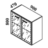 Шафа низька зі скляними фасадами Р-306
